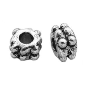 Lot de 10 perles cubiques a picots en metal couleur argent tibetain-4.2mm
