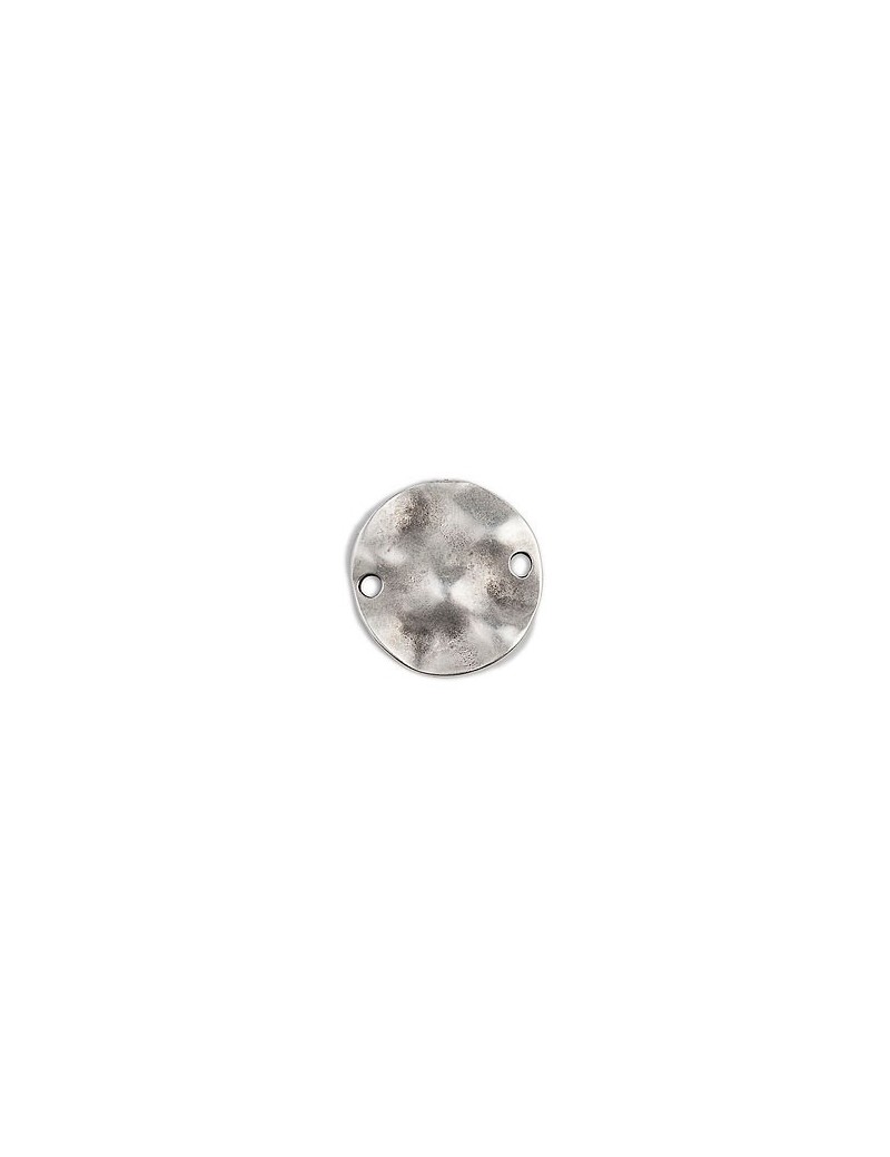 Intercalaire rond martelé 2 accroches placage argent de 30mm