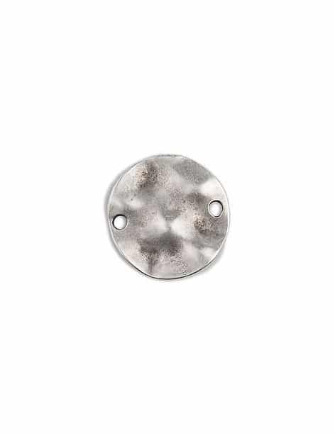 Intercalaire rond martelé 2 accroches placage argent de 30mm