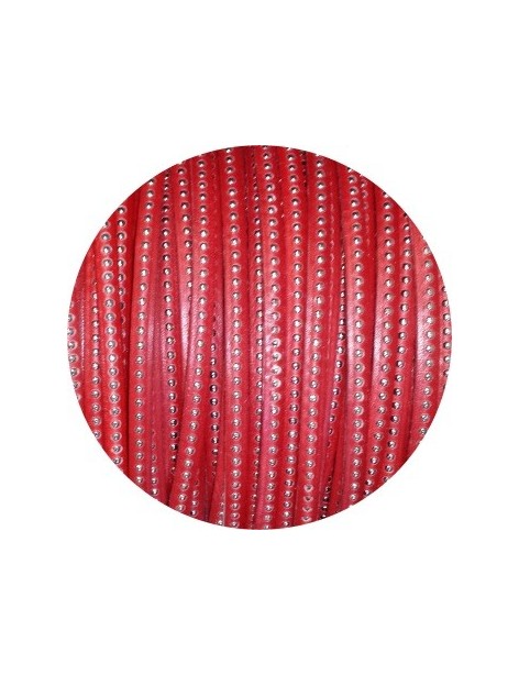 Cordon de cuir plat 6mm rouge a billes-vente au cm