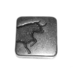 Passant carré rupestre taureau pour cuir plat de 13mm