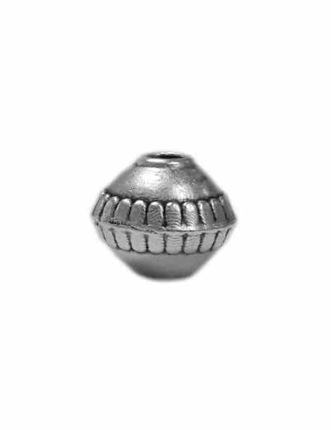 Perle bicone avec collerette en metal placage argent-12mm