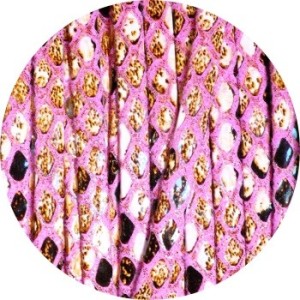Lacet fantaisie plat remplié de 5mm serpent couleur rose