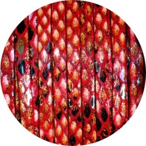 Lacet fantaisie plat remplié de 5mm serpent couleur rouge