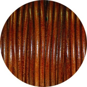 Cordon de cuir rond tabac-5mm-Espagne