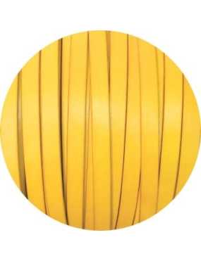 Cordon de cuir plat de 10mm jaune sans bords noirs-vente au cm