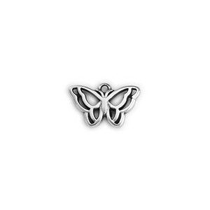 Pampille papillon en métal placage argent de 18mm