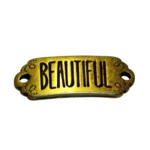 Plaque bronze message Beautiful pour vos bracelets en cuir