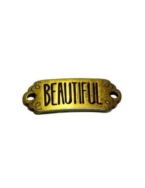 Plaque bronze message Beautiful pour vos bracelets en cuir