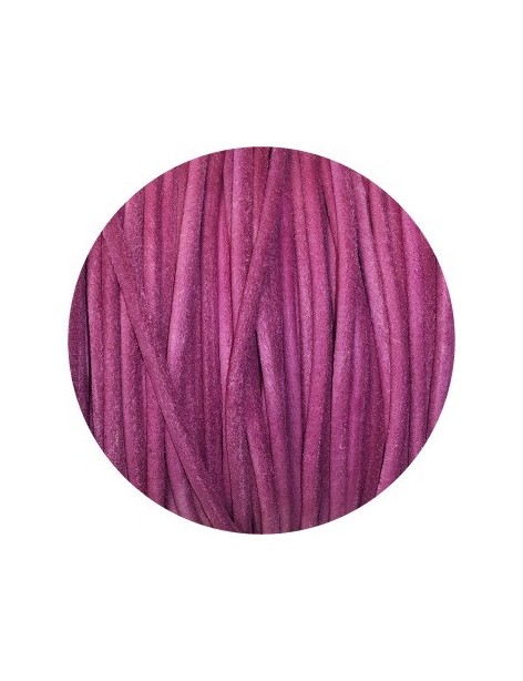 Cordon de cuir rond brut couleur prune-3mm-Espagne