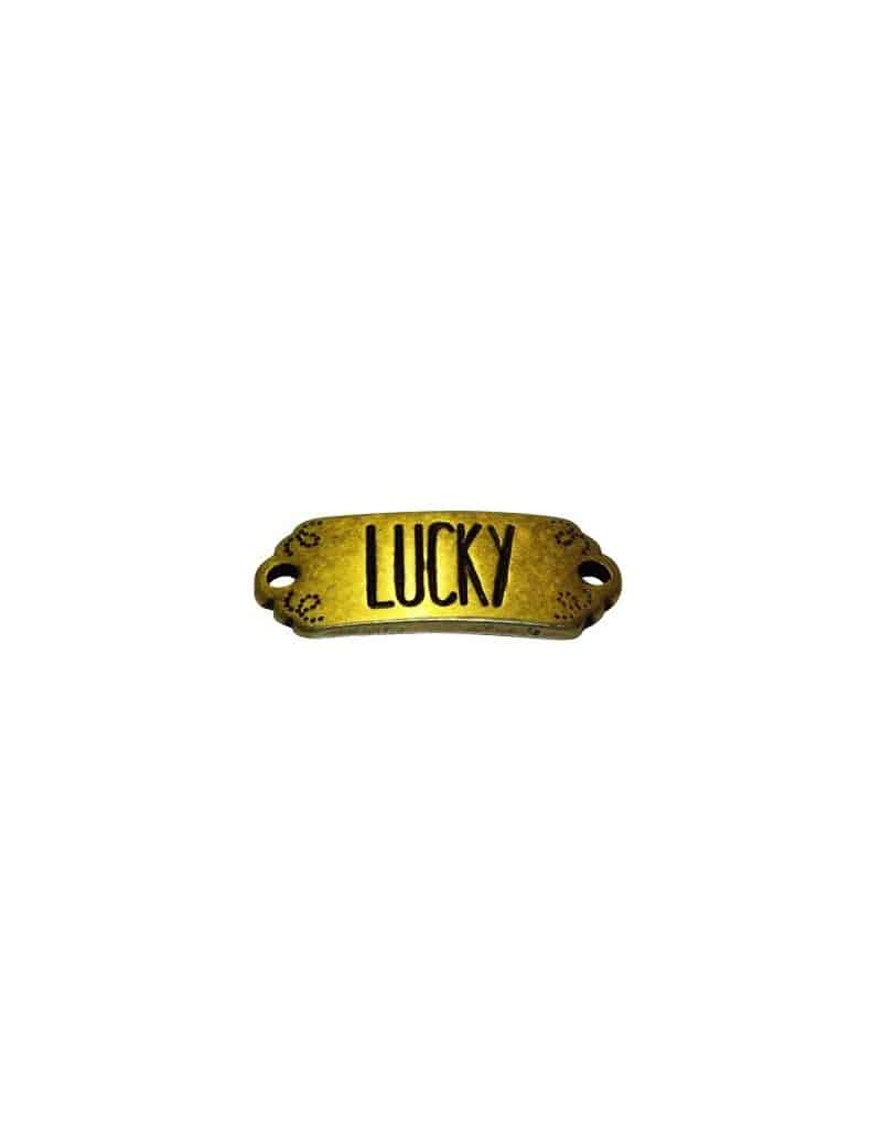 Plaque bronze message Lucky pour vos bracelets en cuir