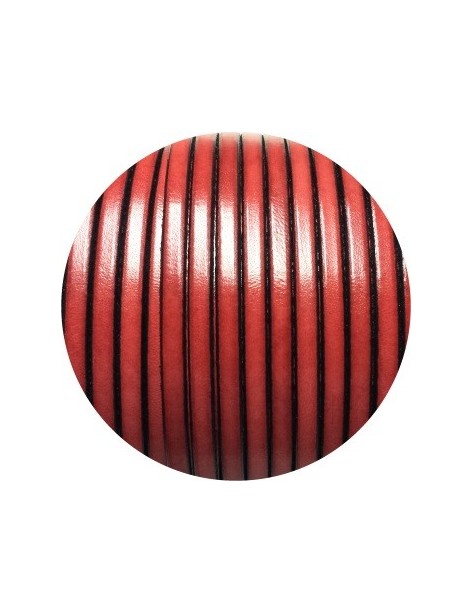 Cordon de cuir plat 5mm x 2mm de couleur rouge-vente au cm