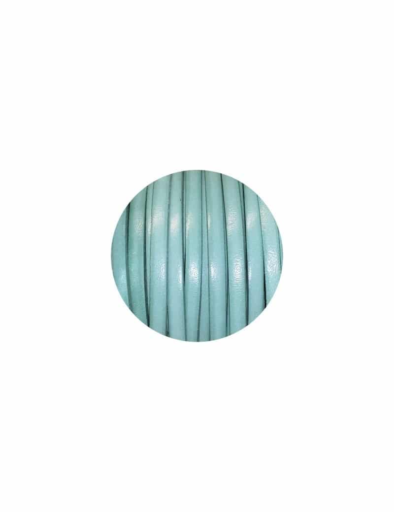 Cordon de cuir plat 5mm couleur aquamarine-vente au cm