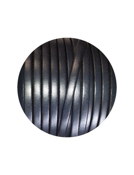 Nouveau cordon de cuir plat 5mm bleu navy vendu au metre