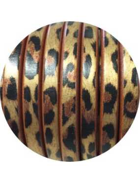 Cordon de gros cuir 10mm x 6mm imprimé léopard-vente au cm