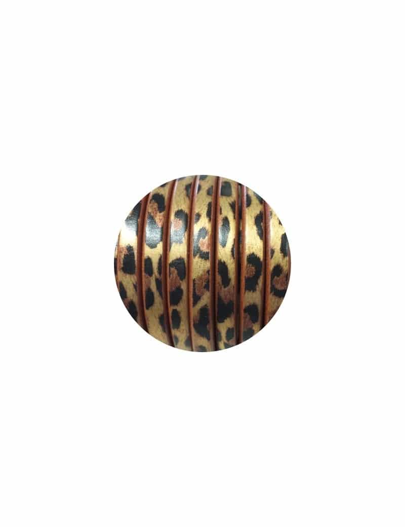 Cordon de gros cuir 10mm x 6mm imprimé léopard-vente au cm