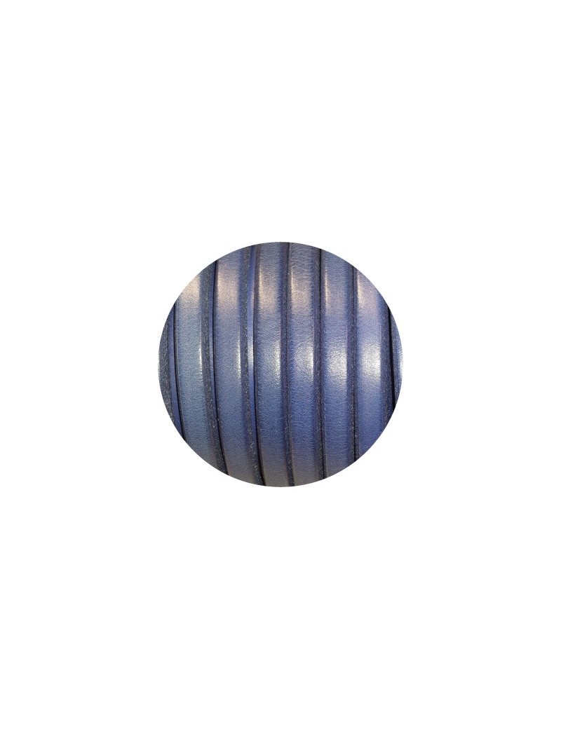 Cordon de gros cuir 10mm x 6mm couleur bleu gris-vente au cm