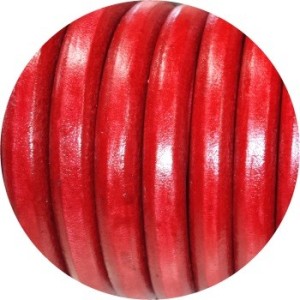 Cordon de gros cuir 10mm x 6mm de couleur rouge-vente au cm