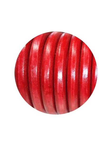 Cordon de gros cuir 10mm x 6mm de couleur rouge-vente au cm