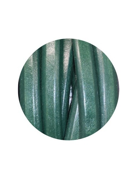 Cordon de gros cuir 10mm x 6mm de couleur verte-vente au cm