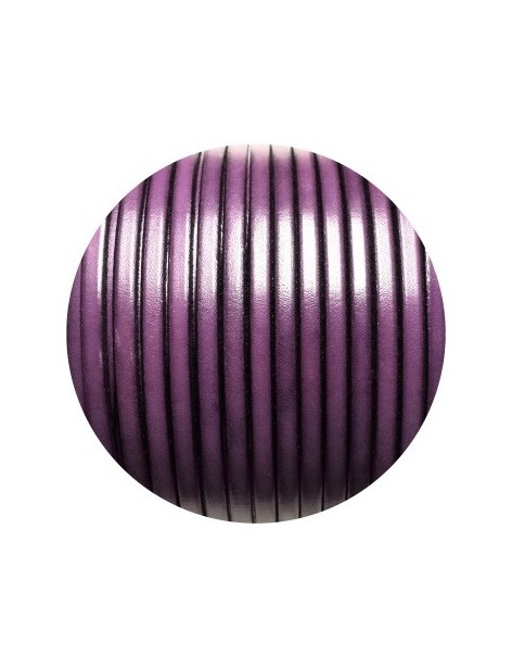 Cordon de cuir plat 5mm x 2mm de couleur violette vendu au cm
