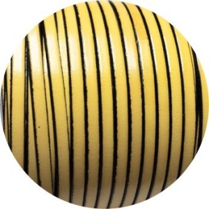 Cordon de cuir plat 5mm x 2mm de couleur jaune vendu au cm