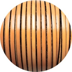 Cordon de cuir plat 5mm orange clair marbré vendu au metre