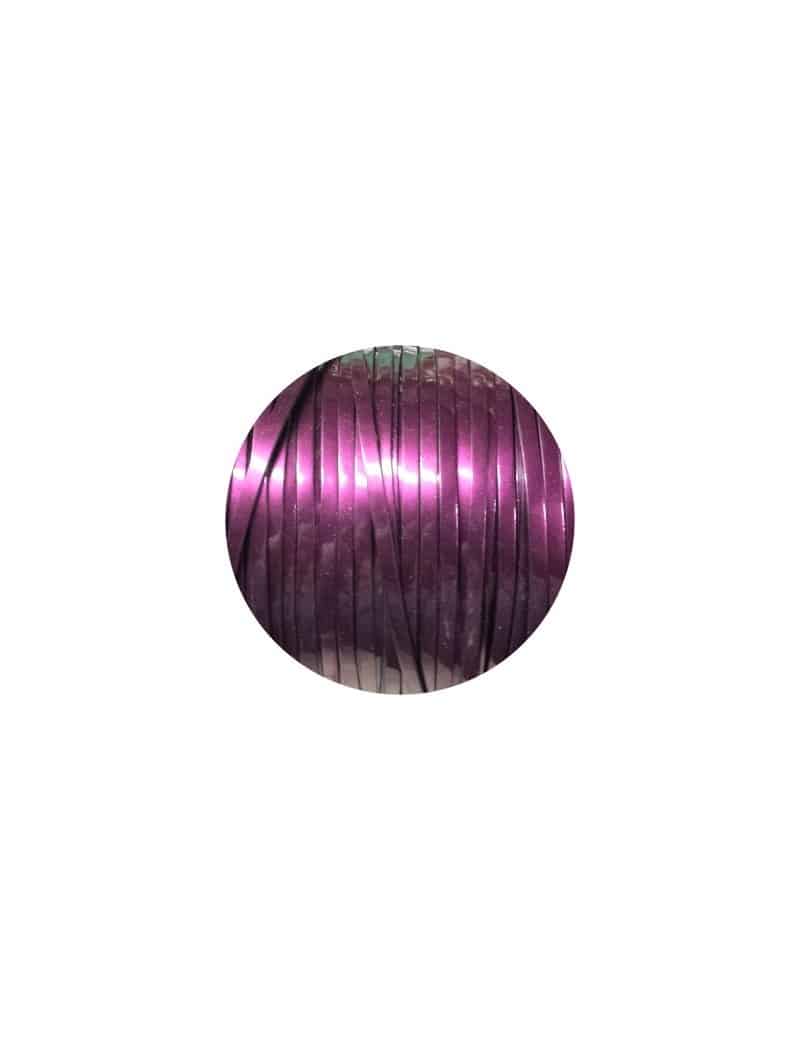 Cordon de cuir plat 5mm miroir couleur prune-vente au cm