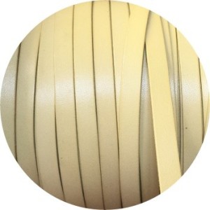 Cordon de cuir plat de 10mm jaune pastel-vente au cm