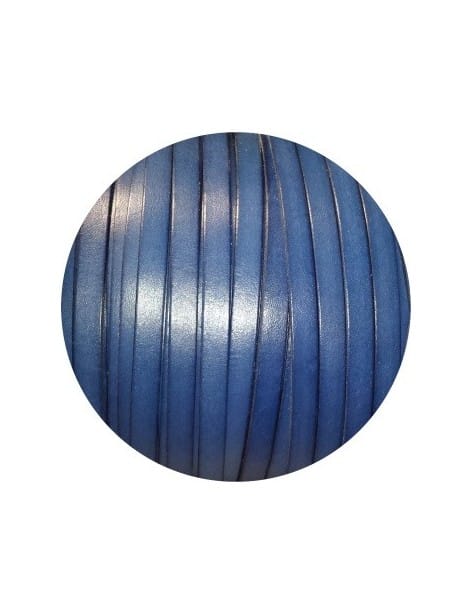 Cordon de cuir plat de 10mm bleu nuit-vente au cm