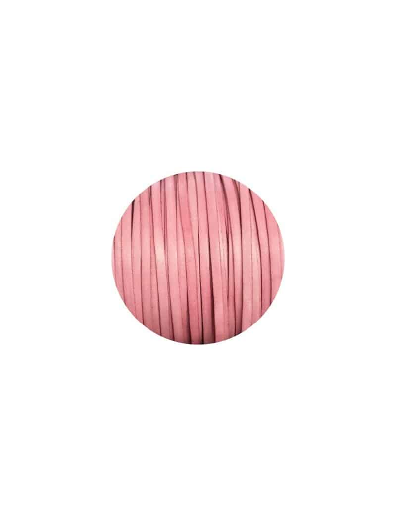 Cordon de cuir plat 5mm rose layette vendu au metre