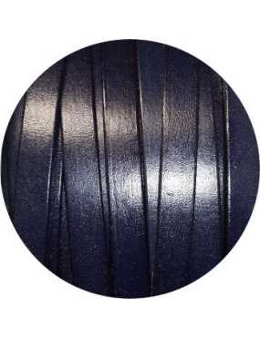 Cordon de cuir plat de 10mm bleu très foncé vendu au metre