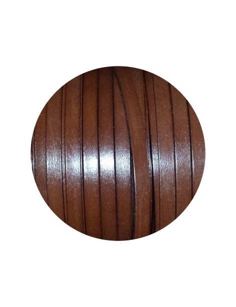 Cordon de cuir plat 10mm de couleur marron chocolat vendu au cm