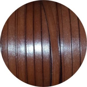 Cordon de cuir plat 10mm de couleur marron chocolat vendu au mètre