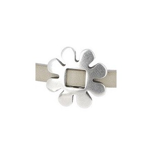 Passant fleur pour lacet plat de cuir de 5mm