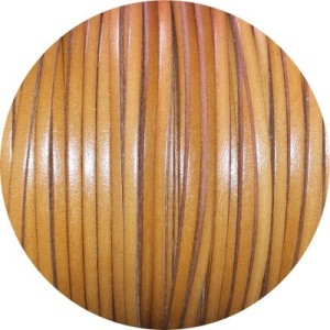 Cordon de cuir plat 3mm de couleur orange brulée-vente au cm