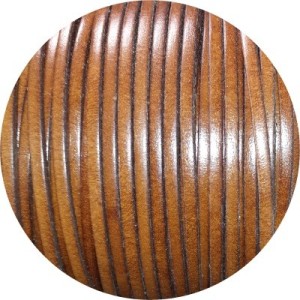 Cordon de cuir plat 3mm marron brun-vente au cm