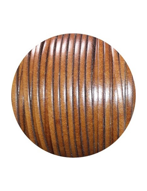 Cordon de cuir plat 3mm marron brun-vente au cm