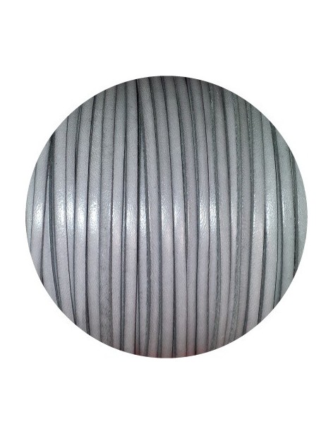 Cordon de cuir plat 3mm gris clair-vente au cm