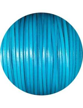 Cordon de cuir plat 3mm bleu azur-vente au cm