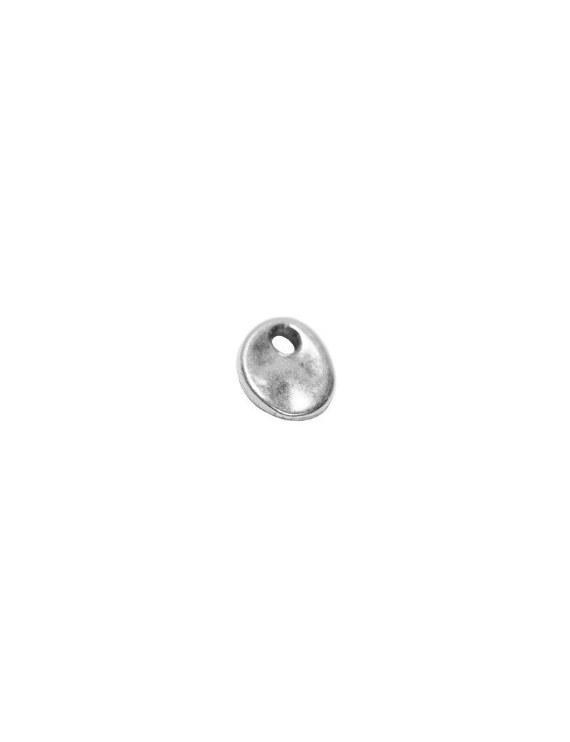 Breloque ovale lisse irrégulière placage argent de 13mm