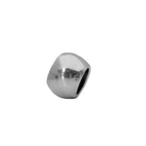 Grosse perle ronde lisse aplatie de 18mm placage argent