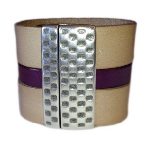 Bracelet simple tour en kit de 50mm de large, beige prune