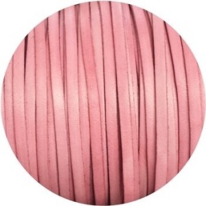 Cordon de cuir plat 5mm x 2mm rose layette-vente au cm