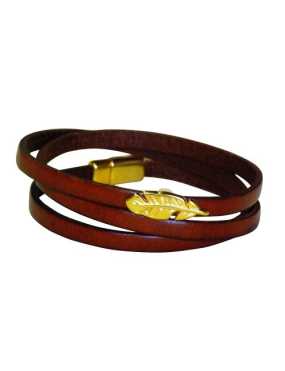 Bracelet triple tour en kit de 5mm de large maron safari et or
