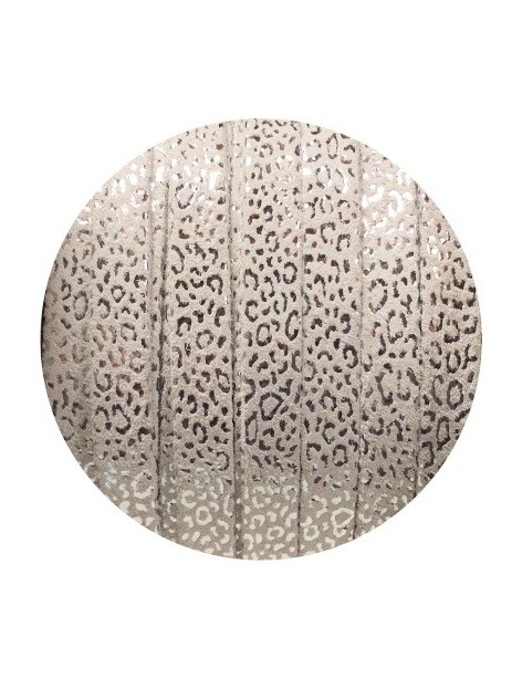 Bride rempliée de 10mm aspect léopard blanc en vente au cm