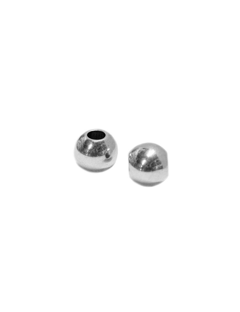 Perle ronde lisse placage argent avec trou de 5mm