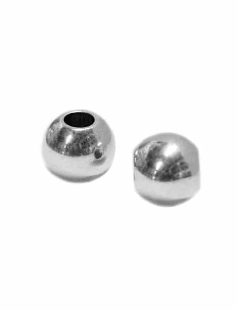 Perle ronde lisse placage argent avec trou de 5mm