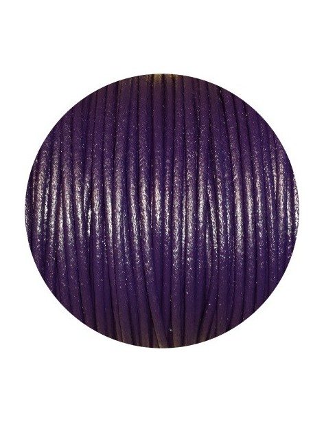 Cordon de cuir rond de couleur bleu violet-2mm-Espagne