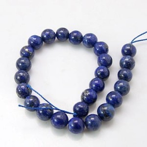 Fil de 30 perles ronde lapis lazuli de 6mm bleues
